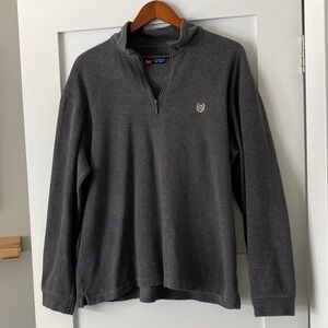 Chaps Vintage Half Zip Sweatshirt Men’s L Sweater Charcoal Gray 100% Cotton